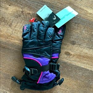 *NWT* Head Brand Black and Purple Winter/Ski Gloves Sized for Ages 6-10